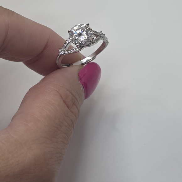 2ct MOISSANITE ADJUSTABLE RING Silver Diamond Ring - Picture 5 of 14